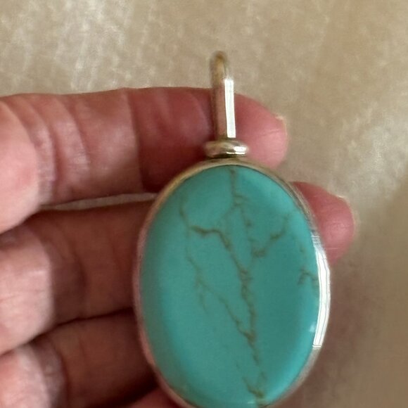 ATI 925 Made in Mexico Large Turquoise Pendant - Picture 6 of 12